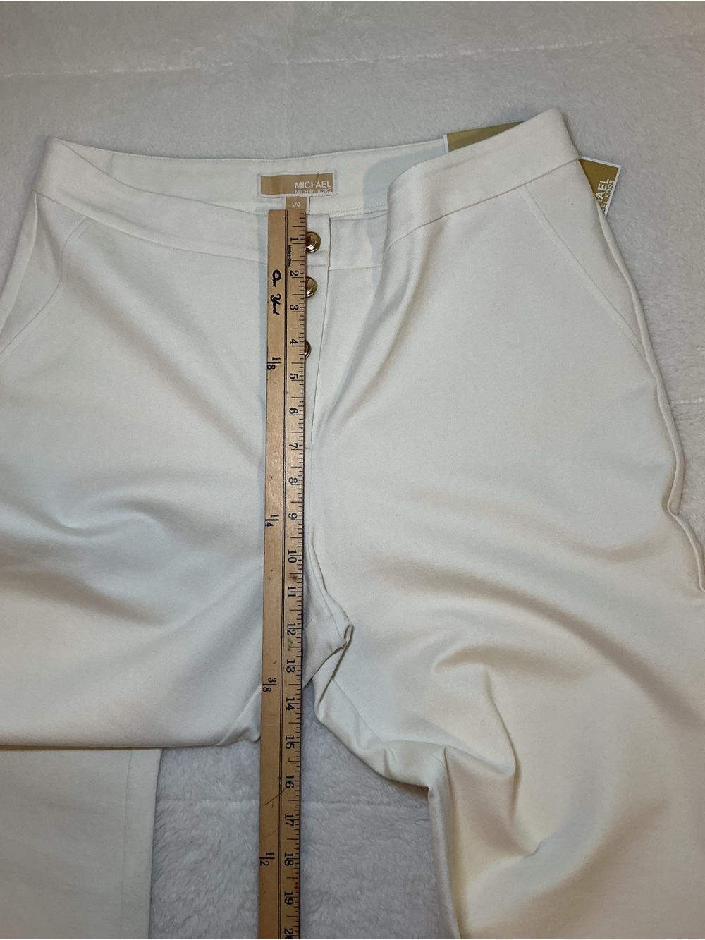 Michael Kors High-Waist Button-Front White Pants - Picture 4 of 7